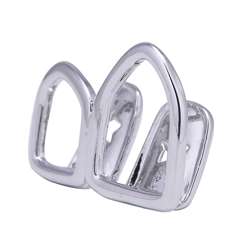 

Blues RTS Rapper's Hip Hop Two Hollow Out Teeth Grillz Two Teeth grills, Silver, gold