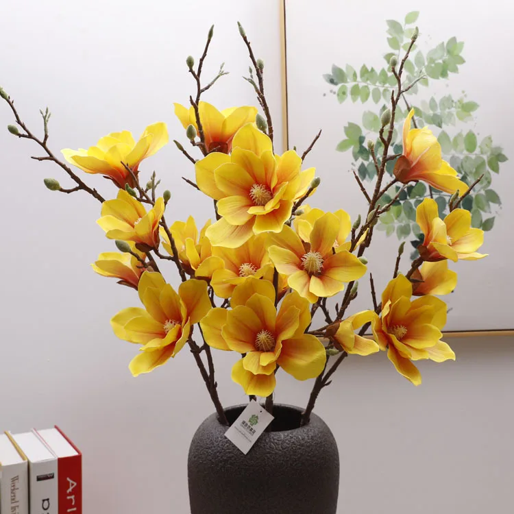 

Wedding Home Decor Real Touch latex 60cm Flower Bouquet Artificial Silk Magnolia Flowers Branches, Colorful