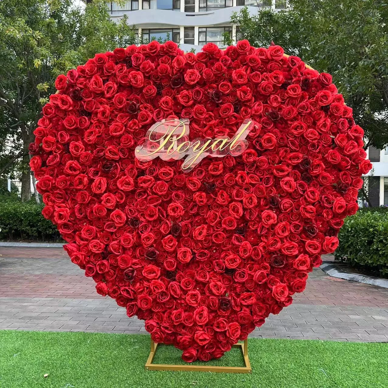 Wedding Supplier Silk 3d Artificial Flower Wall for Wedding Backdrop Decoration Cloth Back Roll up Red Rose Flower Wall