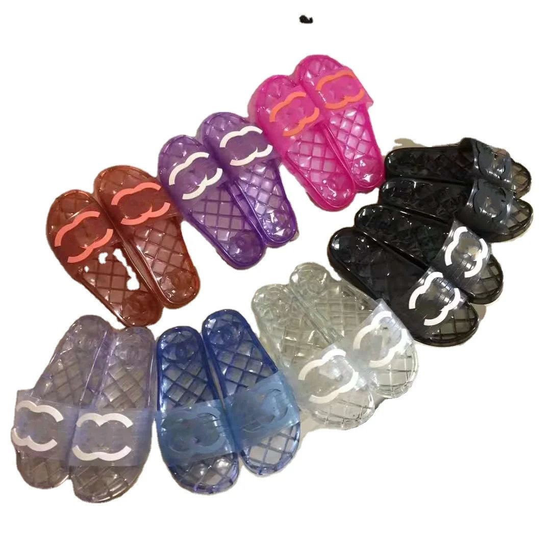 

unisex summer outdoor slides comfortable anti-slip waterproof transparent jelly slippers crystal shoes