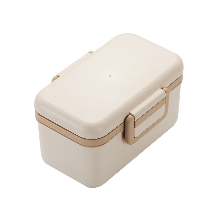 

Thermal Bento Kids Wooden Wheat Straw Keep Warm Leakproof Tiffin Quadrate Bamboo Fiber Lunch Box