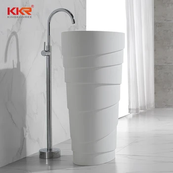 Floor Standing Washbasin Stone Pedestal Sink Solid Surface