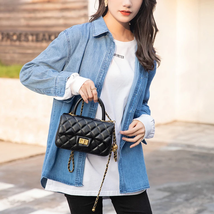 

EM763 Fashion korean simple atmospheric rhombus chain small square bag shoulder designer branded handbags luxury for women