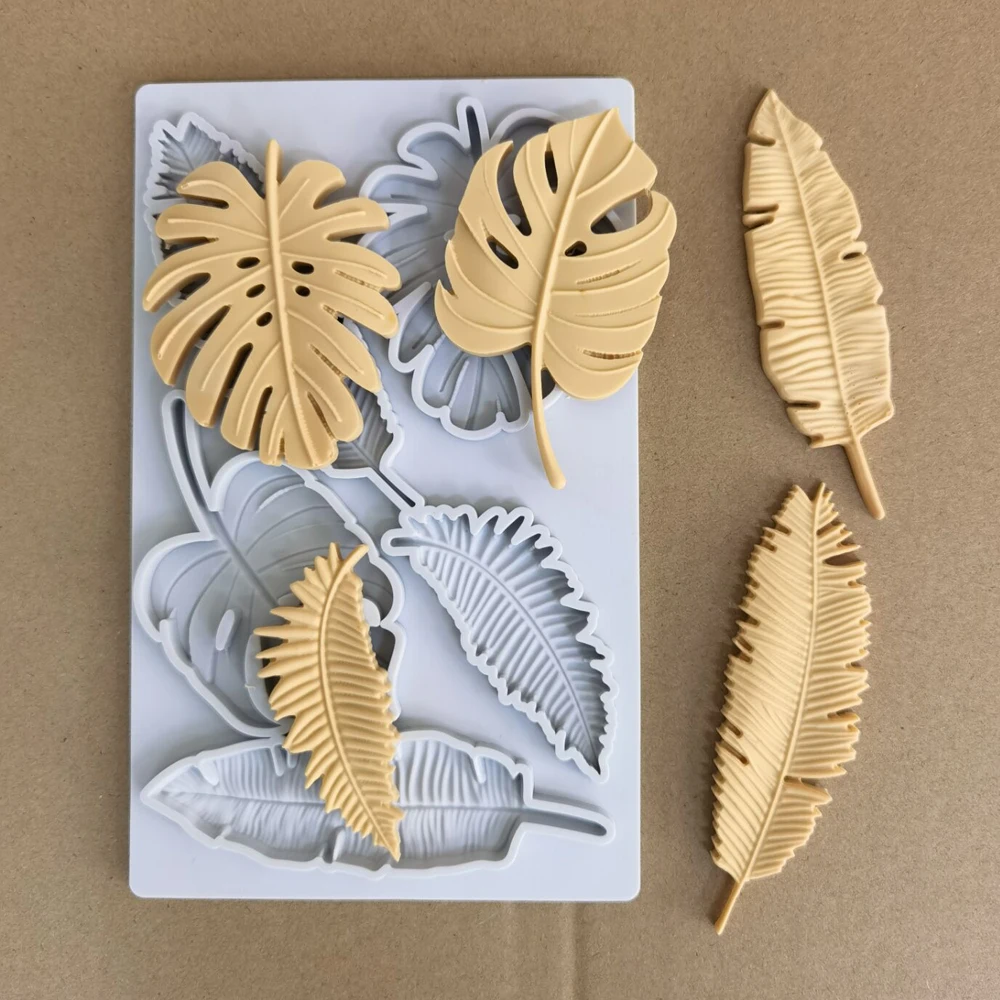 

European leaf embossed fondant baking cake chocolate decoration baking silicone mold, Light grey