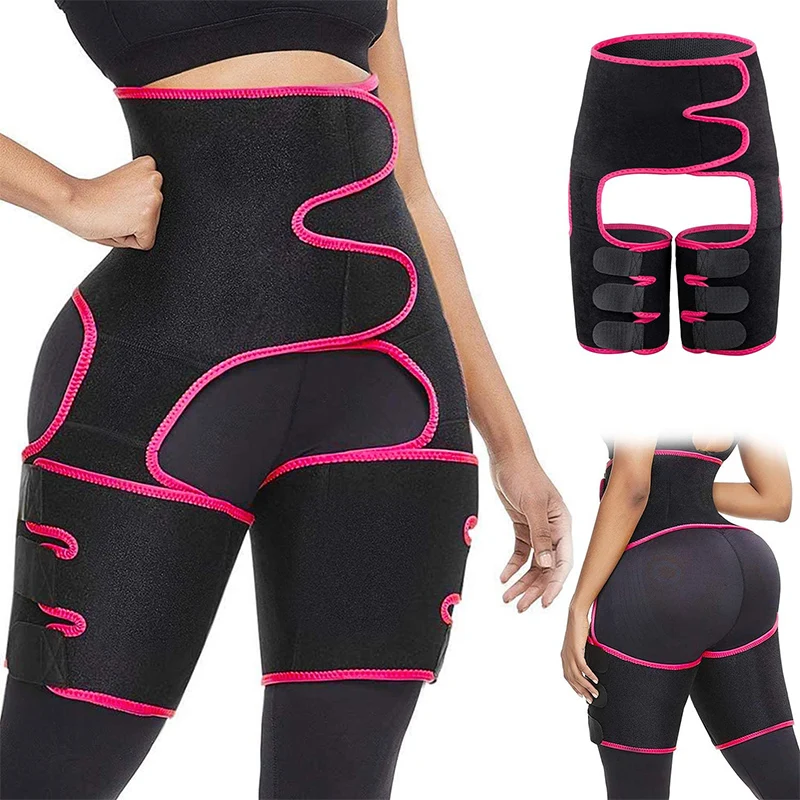 

2021 Upgraded Waist Trainer For Women Workout 3 In 1 Waist Thigh Trimmer And Butt Lifter Waist Shaper And Butt Lifter, Black, dark pink