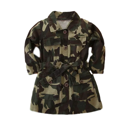 

Autumn Winter Fashionable Girls Camouflage Windbreaker Jacket Foreign Baby Boutique Mid Length Windbreaker Children Wear