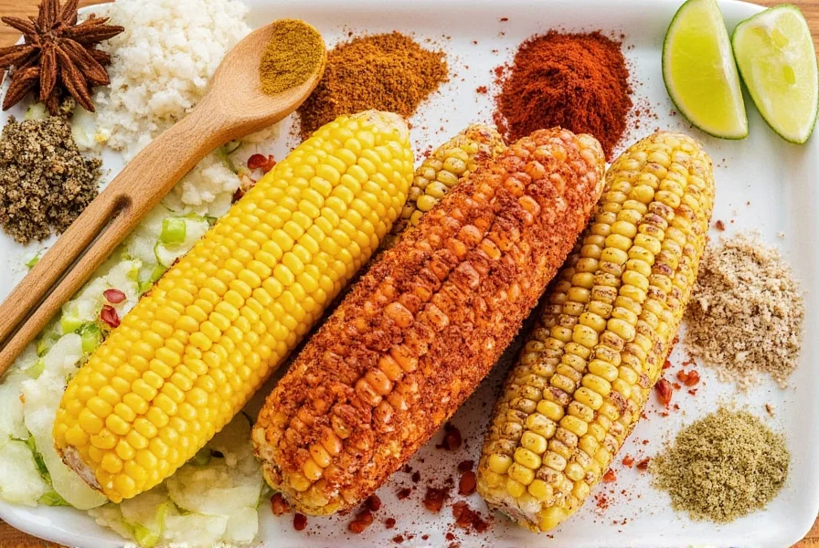 Grilled corn on the cob with Mexican seasoning