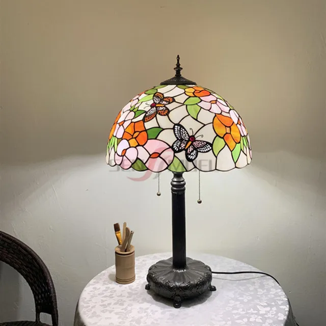 16英寸欧式创意彩绘玻璃卧室灯台灯豪华现代装饰