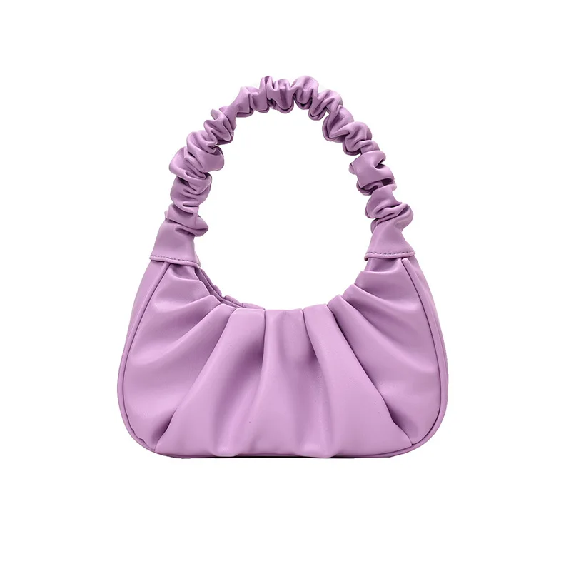 

2021 New PU Underarm Female Bag Cloud Solid Color Fold French Shoulder Bag Luxury Fashion Handbags Women Hand Bags, White, blue, black, purple