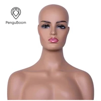 

fiberglass mannequin head with shoulders and big breast half body for wig display