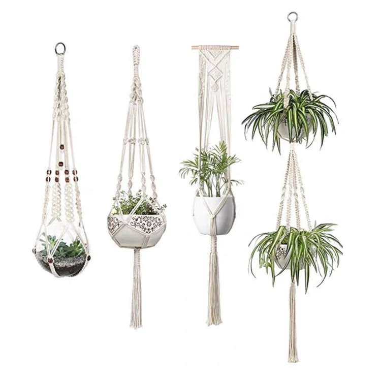 

macrame plant hanger kit rope plant hanger macrame plant hanger Amazon hot seller, White or customized