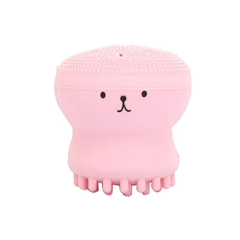 

2021 Mini silicone face scrubber octopus facial cleanser brush protable waterproof facial massager cleansing brush, Red,pink,purple,blue