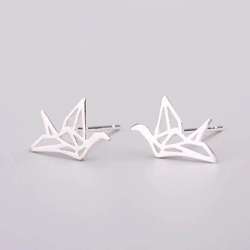 

Exquisite Best Selling S925 Silver Thousand Paper Cranes Stud Earrings Fashion 925 Sterling Silver Hollow Crane Earring