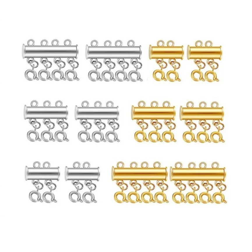 

2 Row ,3 Row ,4 Row Free Choice Megnetic Loop Spring Ring Clasp Necklace Detangler, DIY Component Connector for Layer Chain, Color