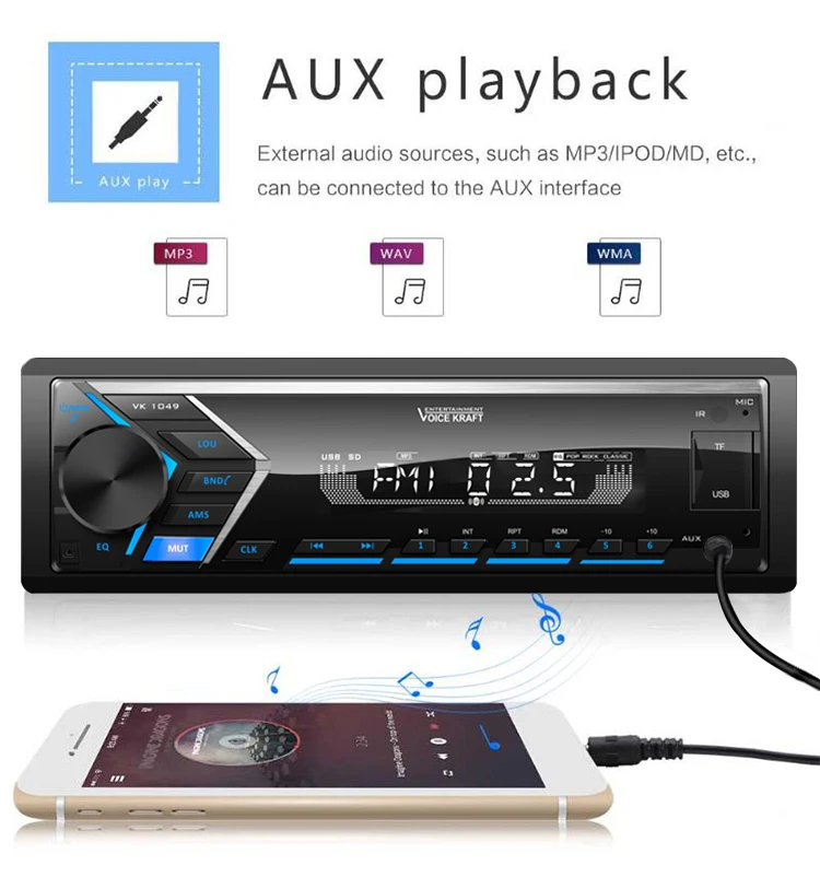 Car Stereo,4x45w Car Audio Fm Radio,Mp3 Player Usb/sd/aux Hands Free Calling With Wireless