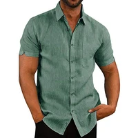 

Solid Single Breasted Turndown Neck Short Sleeve Men Casual Shirts