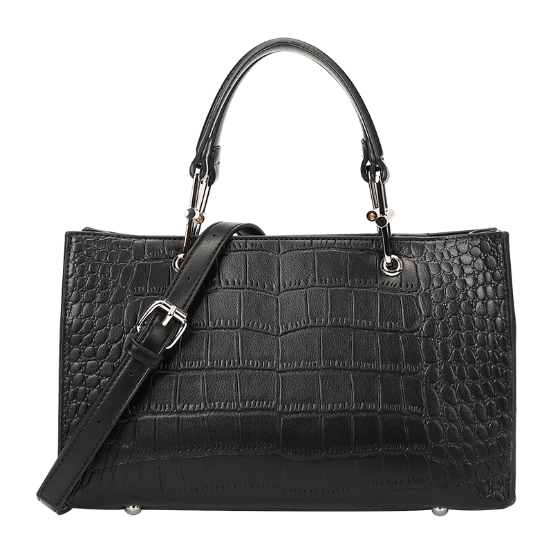

Cowhide Leather print/women hand bags/purse set Crocodile Large Capacity Luxury Tote Purse and Handbags, Black