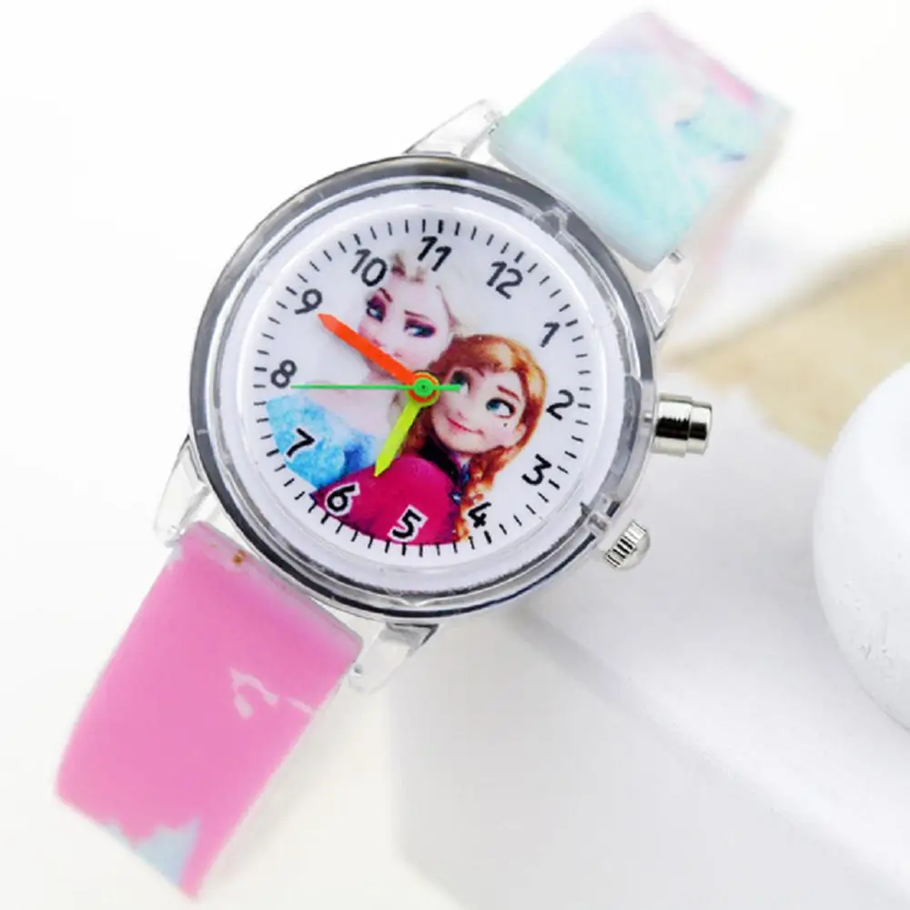 

4357 Princess Children Watches Spiderman Colorful Light Source Boys Watch Girls Kids Party Gift Clock Wristwatch, 10color as photo