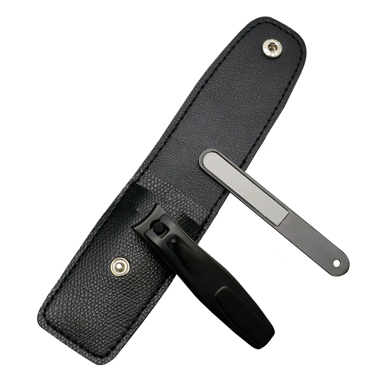 

FOCSTAR Black Stainless Steel Nail Clipper Set Nail Cutter and Nail File Kit in PU Pouch Case (BT2020)