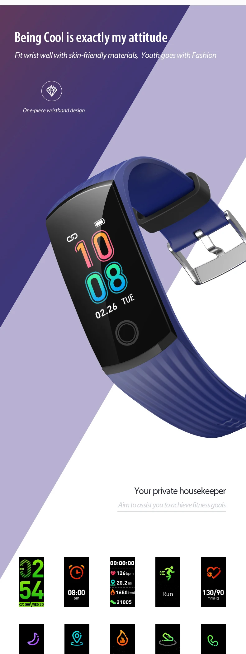 2020 Custom Watch V16 Bpm Bp Smart Bracelet Watch Wristband Ip67