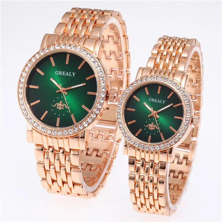 

Factory wholesale fashion good quality lover watch set diamond watch for boyfriend gift, Picture shows