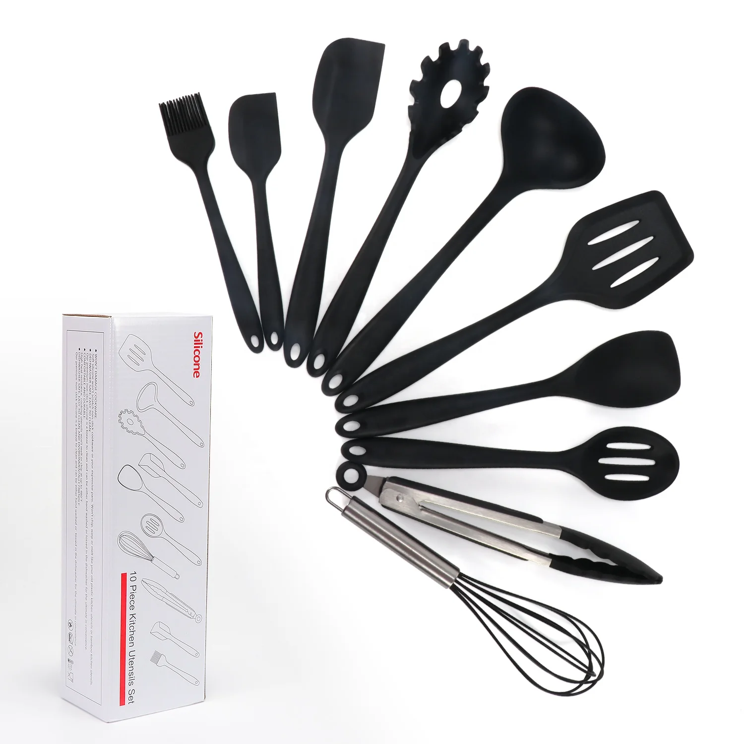 

Heat Resistant Wooden Non-Stick Cooking Kitchen Gadgets Tools Silicone Utensils Set With Storage Bucket, Customized