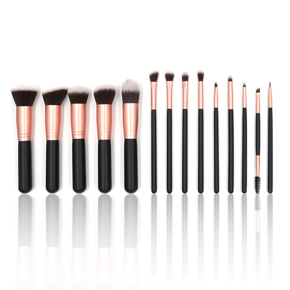 

14 professional black makeup brush set private label