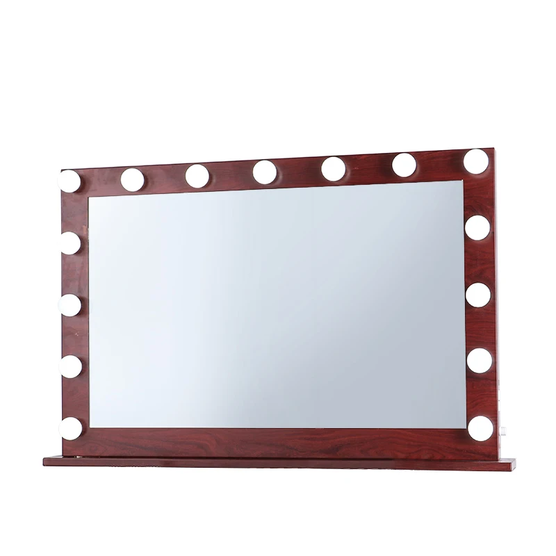 

Big Size (120*80cm)Desktop Style Red wood pattern Hollywood vanity Makeup Mirror with USB