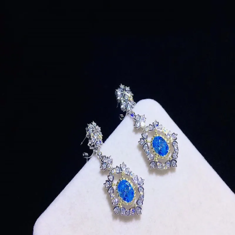 

925 Sterling Silver Stud Earrings Vintage CZ Earring  Flower Dangle Earring, Picture shows