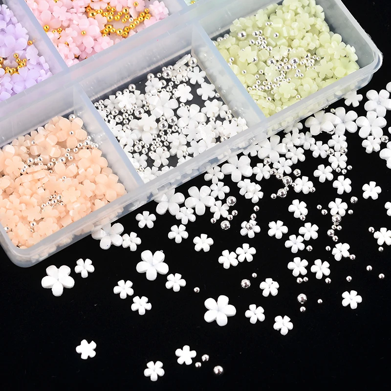 

New Fashion Mini White 3D Resin Flowers Beads Nail Art Charms DIY Manicure Decoration