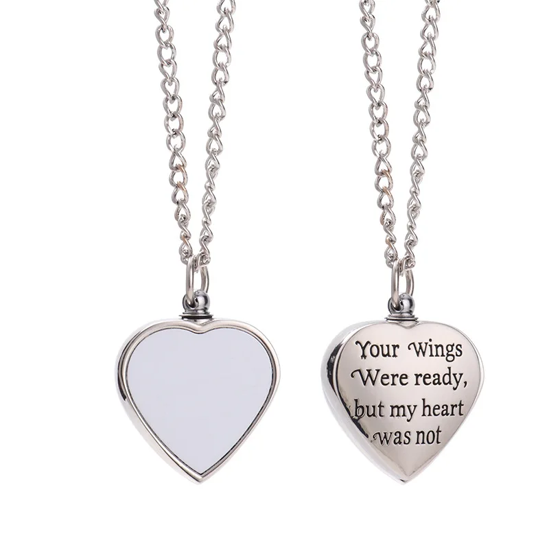 

2022 Sublimation Necklace Blanks Memorial Ashes Keepsake/Urn Necklaces with Filling Tool Heart Locket Pendants Necklace