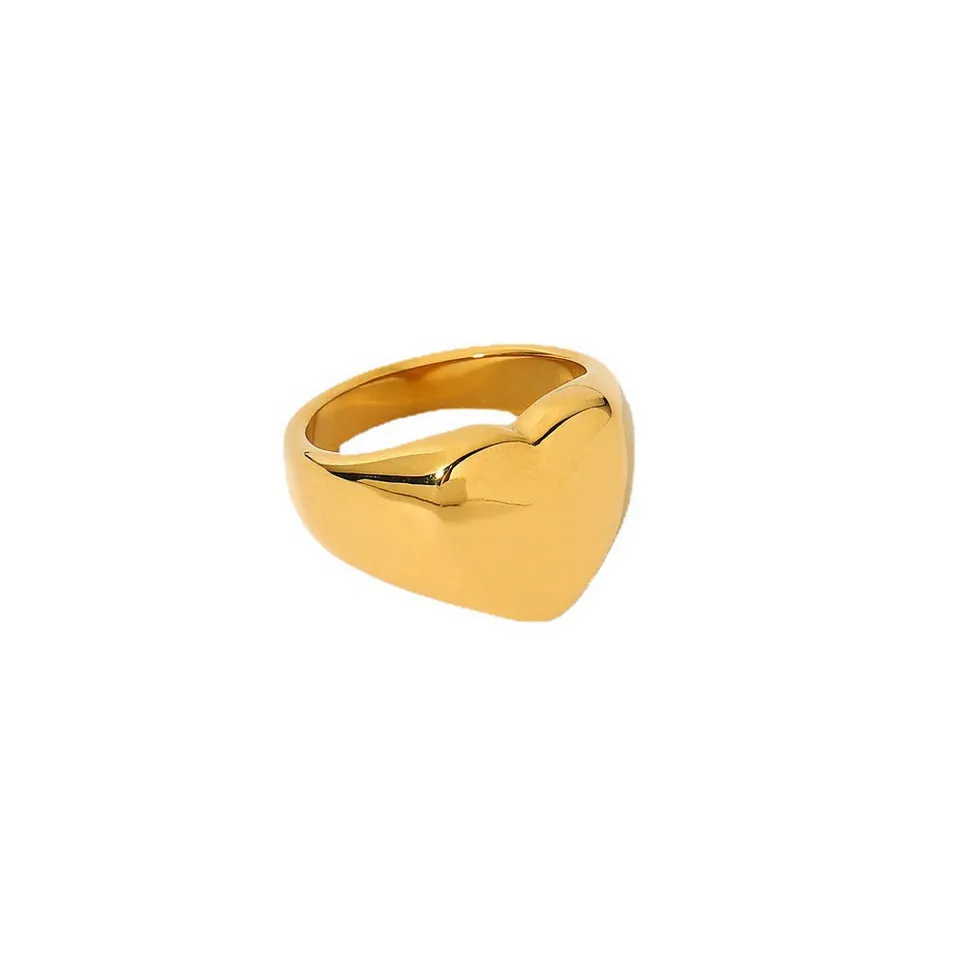 

2022 fashion heart ring Love Ring 18K gold plated stainless steel dwarf Ring Heart Jewelry, Steel color, gold color