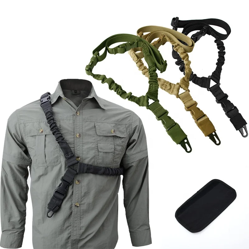 

Tactical Single Point Rifle Sling Shoulder Strap Nylon Adjustable Airsoft Paintball Military Gun Strap Army Hunting Accessories, Black/green/khaki