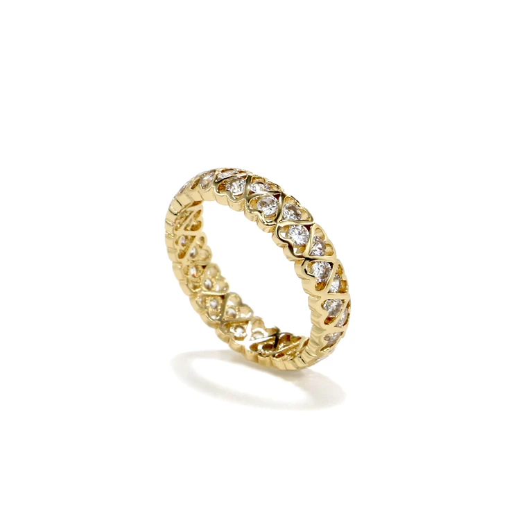 

BXY Fashion Jewelry Hollow Heart Copper Gold Plated Zircon Ring Women
