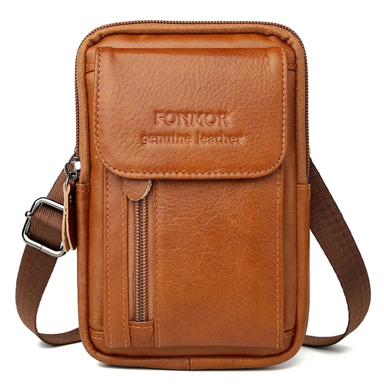 

Fashion Genuine Leather Men Messenger Bags Small Shoulder Crossbody Bag Waist Bag for Men, Black,brown,coffee