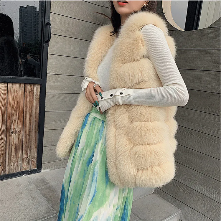 

Wholesale Fashion Genuine Fox Fur Waistcoat Ladies Winter Fur Vest Women Real Fox Fur Vest