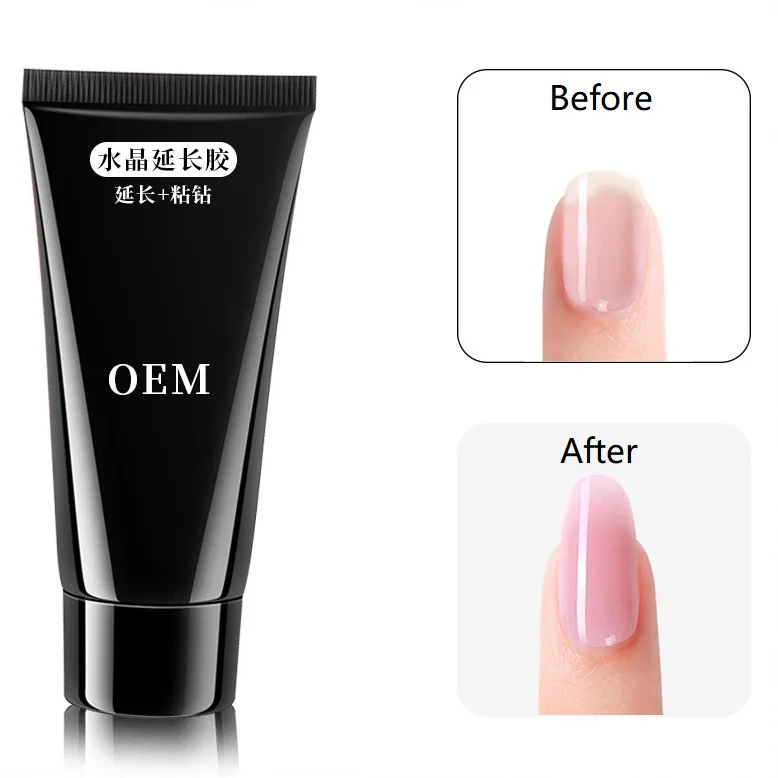 

Low price wholesale transparent crystal quick poly nail gel extension glue, 9 colors