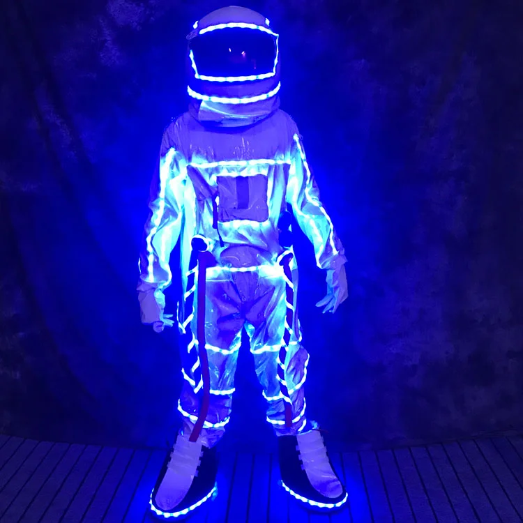 Christmas Carnival Halloween Led Light Up Clothes Space Suit For Masquerade Party Club Cosplay