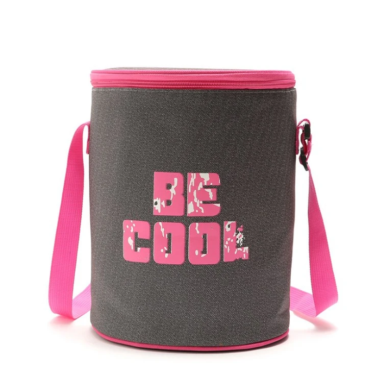 

Custom logo printed round style insulated cooler bag round cooling bag, Gery, black, pink,blue etc