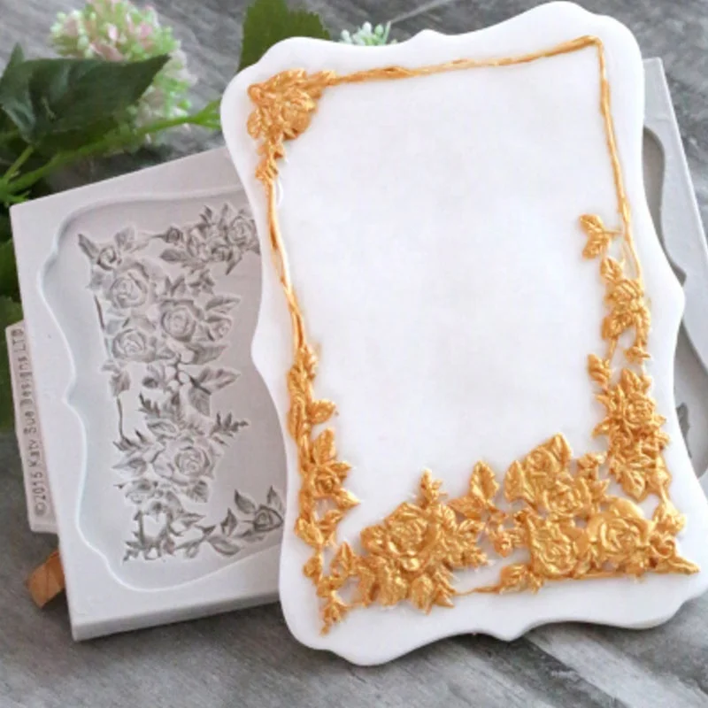 

European Queen Rose Frame Silicone Mold Fondant Mould Cake Decorating Tool Chocolate Sugarcraft Kitchen Accessories