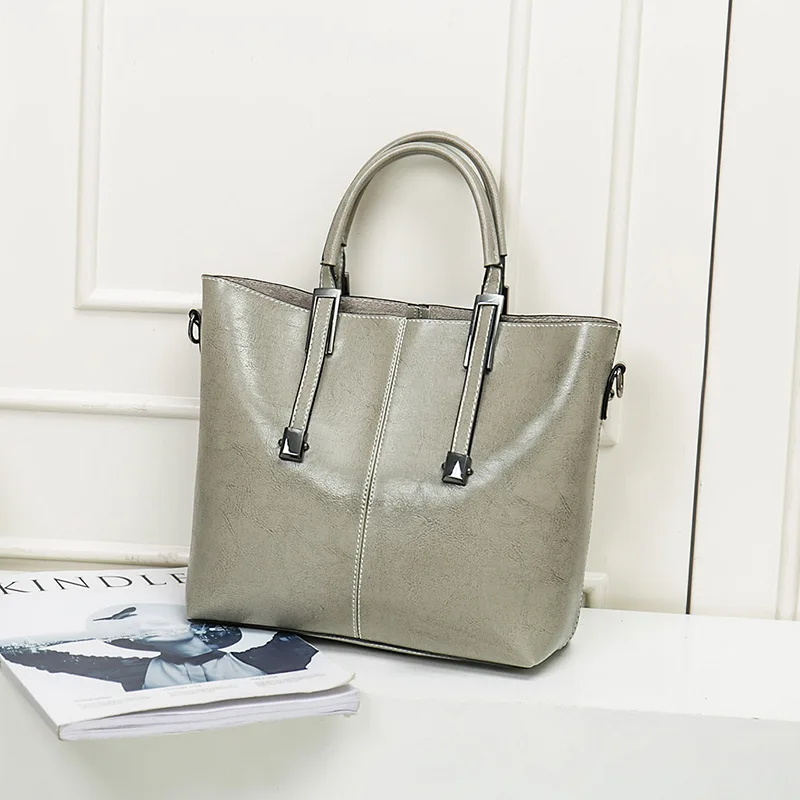 

Wholesale custom made luxury shoulder fashion grey female casual tote hand bags ladies women 2020 leather handbags, Customized