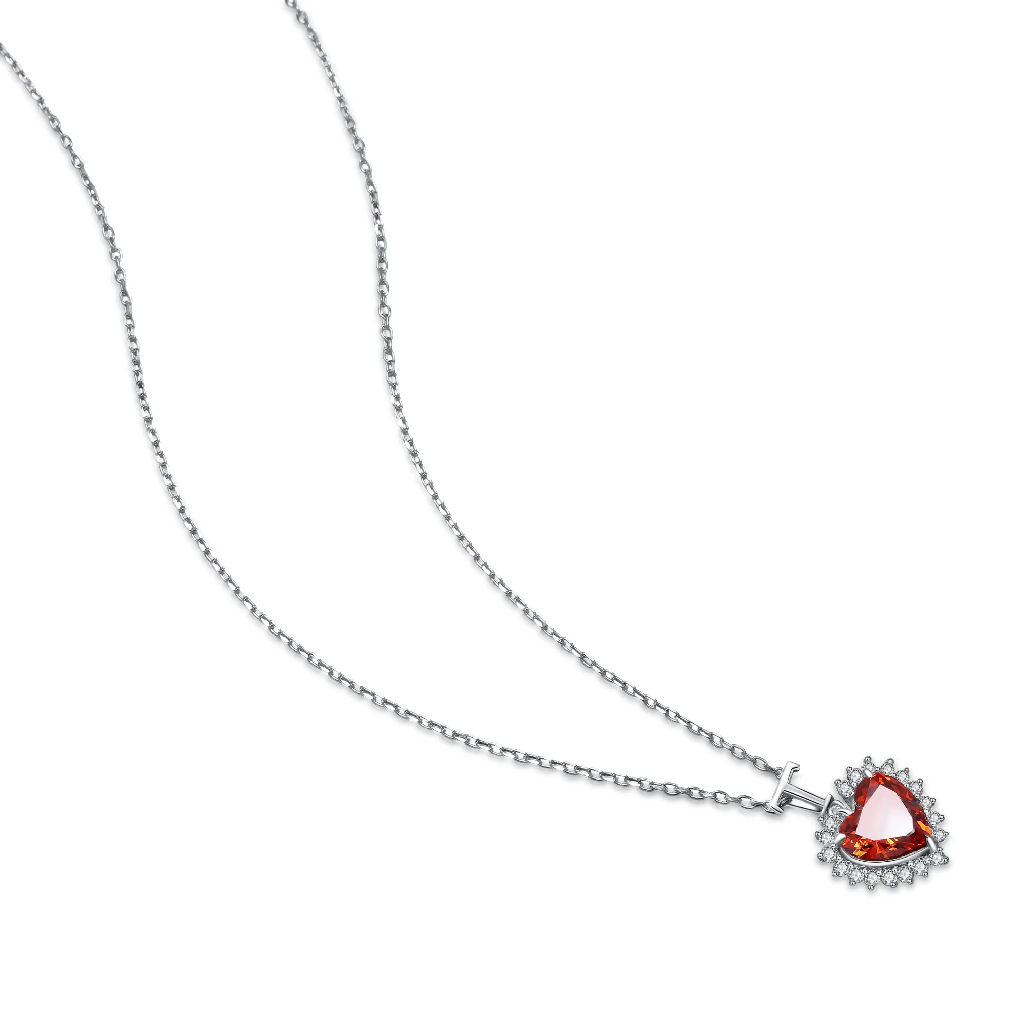 

Anster 2021 Hot Sale 2.0ct Heart shape Lab grown Ruby stone 925 Sterling Silver Necklace pendant, Red