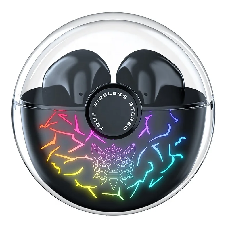 

Cute Round Transparent Black RGB ONIKUMA T35 Gaming Earbuds Wireless Noise Cancelling Game TWS Earphone