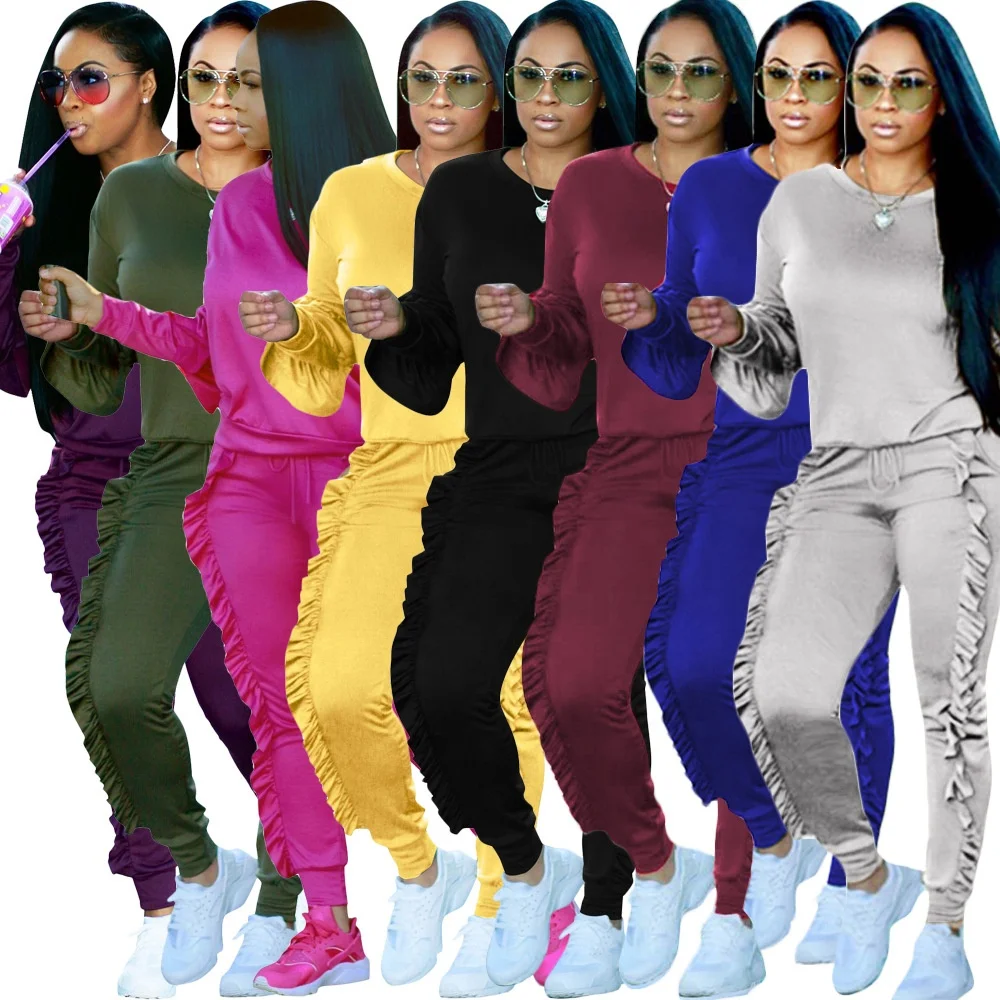 

AI65-3242 2020 winter women clothing fashion clothing casual sport suit two piece pants set women clothing wholesale