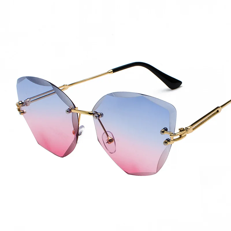 

frameless cat eye sunglasses female Korean style retro gradient ocean lens sunglasses for women, As the picture shows