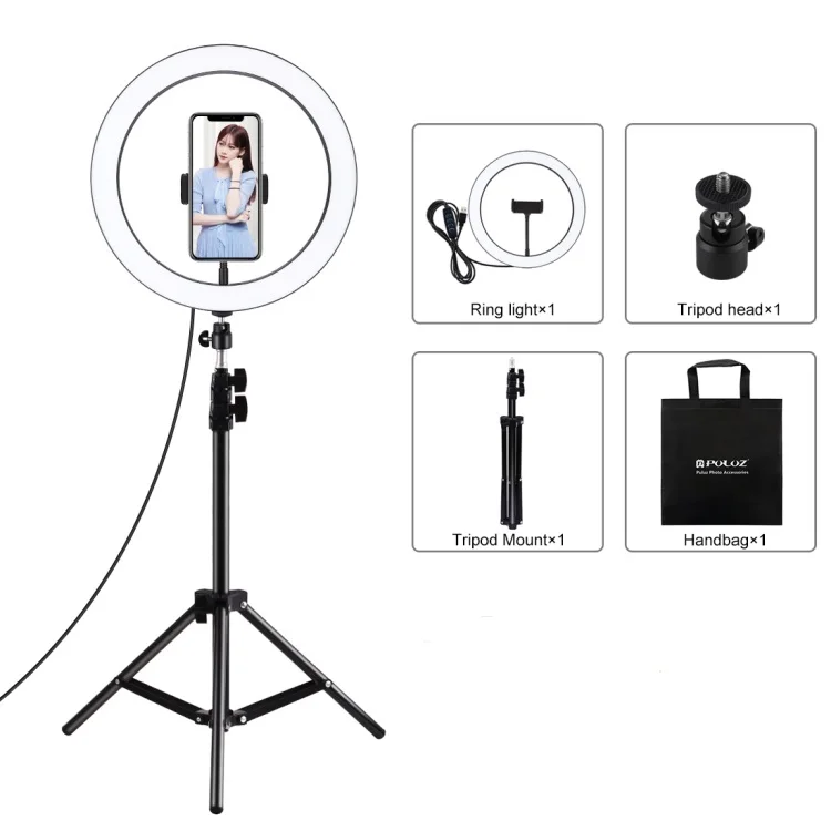 

Best Selling PULUZ 1.1m Tripod 11.8 inch 30cm 3 Modes Dimmable LED Ring Vlogging Live Video Light