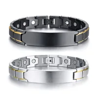 

Summer new arrival wish hot selling Magnet bracelet stainless steel curved brand lettering black bracelet for men