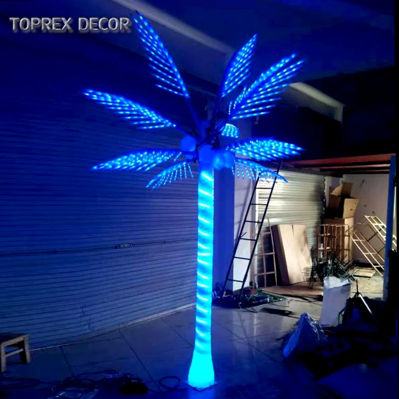Toprex Outdoor Lighted Palm Tree Led Tree Light Rgb Color Changing Lighted 10 Ft Artificial
