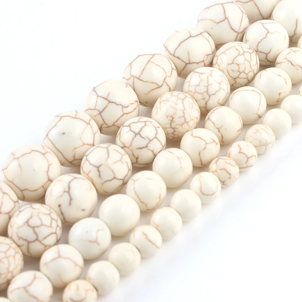 

Wholesale fashion 4/6/8/10/12mm round white howlite loose beads for bracelet necklace jewelry making
