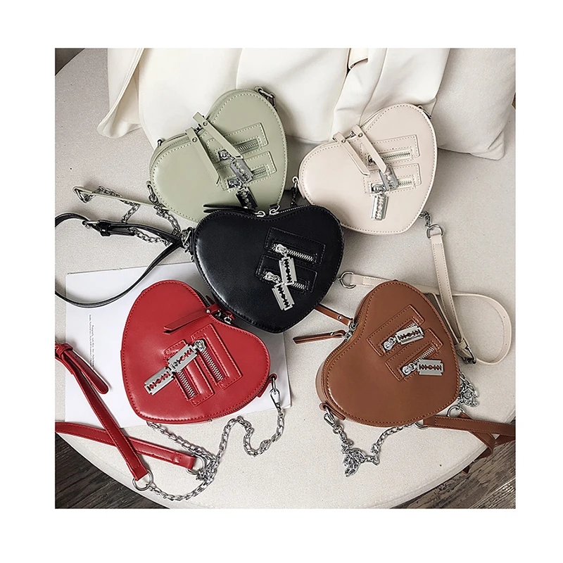 

2021 Women Purses And Handbag Fashion Red Love Heart Shape Shoulder Bag Women Chain Crossbody Bag Ladies Zipper Chic Clutch Bag